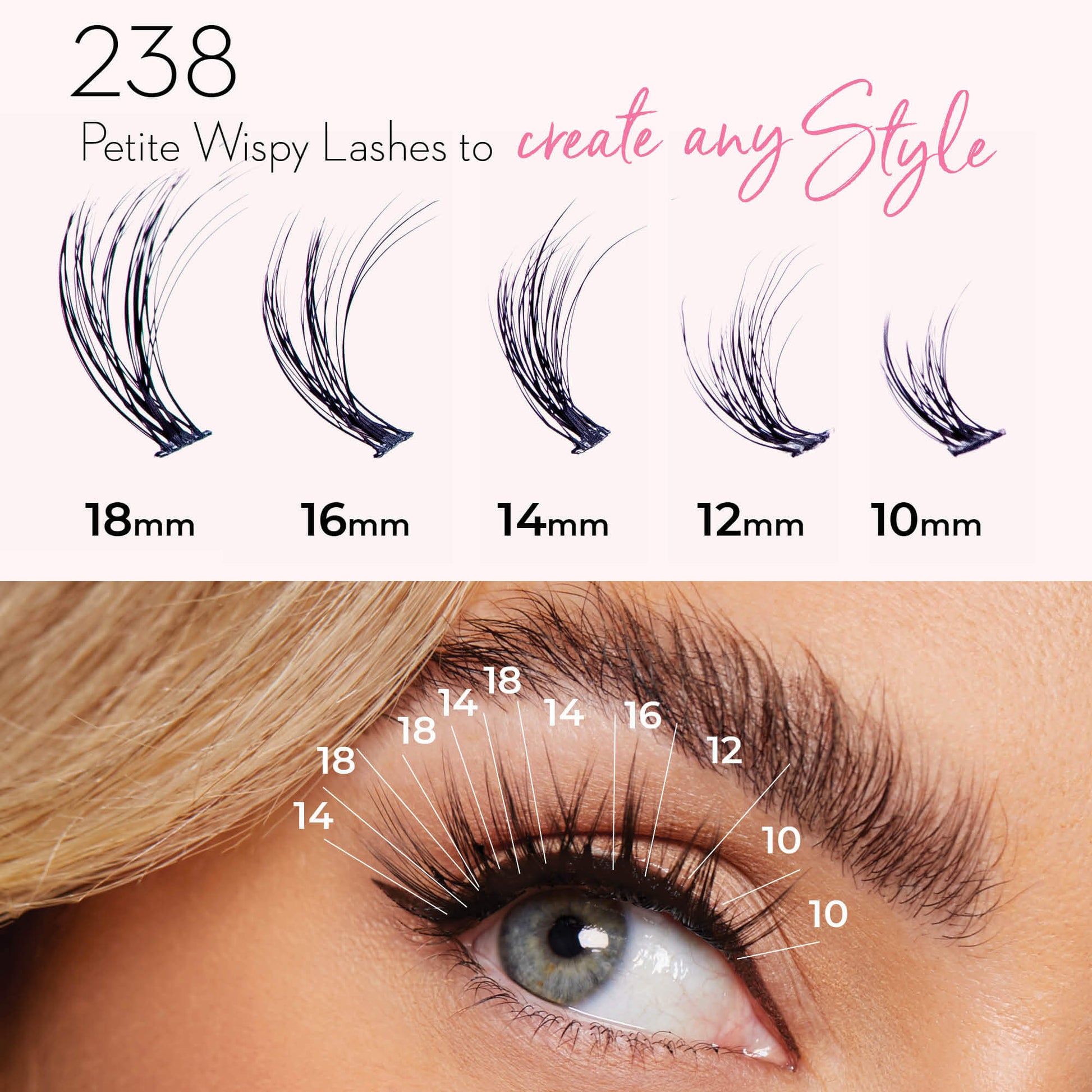 Luxe 3D Flawless -PETITE WISPY- 238 DIY Cluster Lashes Complete Kit - LASH V