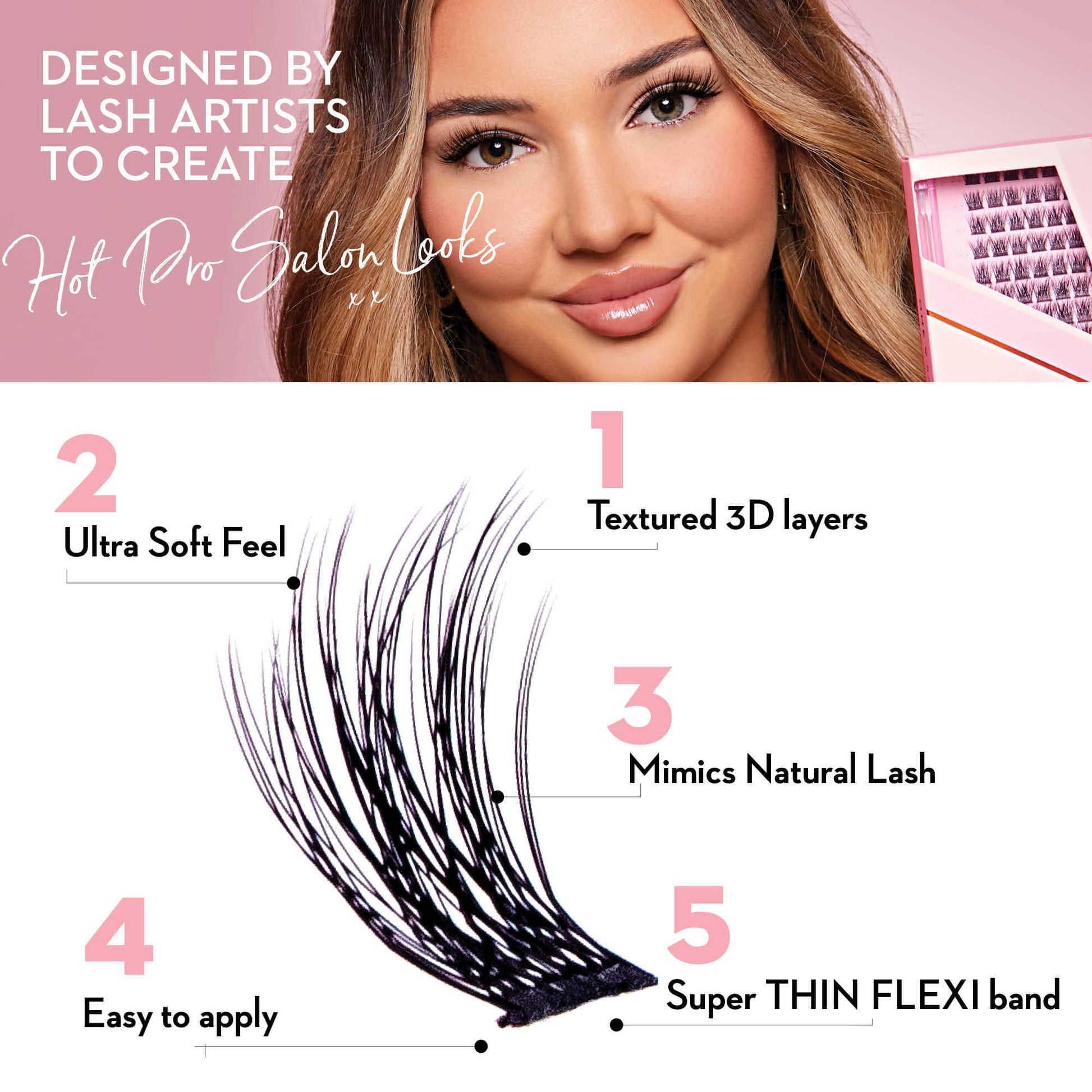 Luxe 3D Flawless -Glam Volume - 154 DIY Cluster Lashes Complete Kit - LASH V