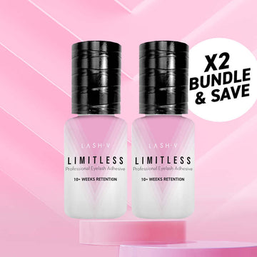 LIMITLESS Eyelash Adhesive Best Lash Extensions Glue - Lash Supplies - 2 Pack - LASH V